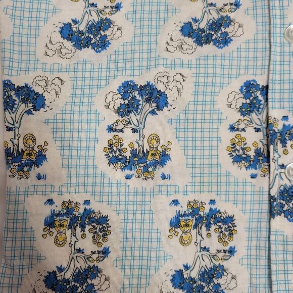 VINTAGE 70s cottagecore plaid dagger disco collar button up whimsical top S - Picture 6 of 8